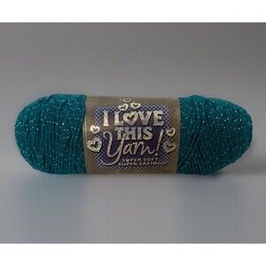 NEW Hobby Lobby I Love This Yarn! Peacock Metallic 5oz 252yds Teal Blue Green